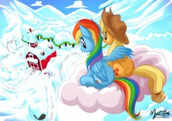 ebtdeponis:Rainbow and Applejack - Snowy