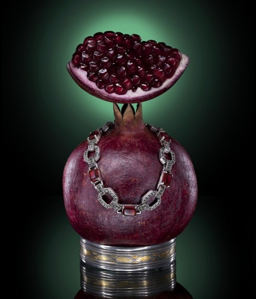 birthstonesgems: January Birthstone Garnet Jewelry on Pomegranate. Credits to Igor Nasvetnikov 