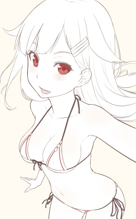 kyonkkun:  夕立 - (落書き) | 弾※Permission was granted by the artist to upload their works.