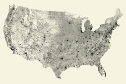 thedapperproject:  Every street in the United States. All Streets consists of 240 million individual road segments. No other features — no outlines, cities, or types of terrain — are marked, yet canyons and mountains emerge as the roads course around