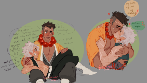 shiraae: i am EXTREMELY enamored with rengoku and gyomei!! more doodles from last year!