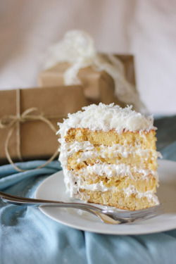 gastrogirl:  moist, fluffy coconut cake. 