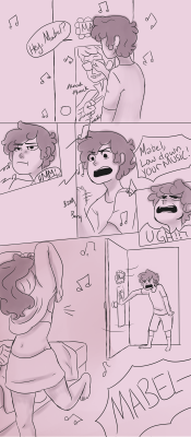 crazyhipsandotherships:  Dipper doesn’t know what to do when he walks in on his sister…For Pinesongs  awwwww cute haha
