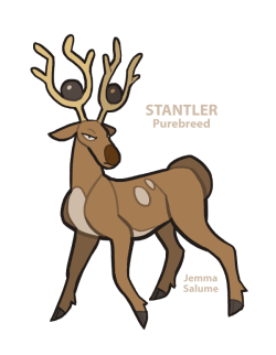 oxboxer:  STANTLER SPLICES!As a follow-up for my Girafarig Crossbreeds, I wanted to draw another Weird Bro With Hooves. Problem: Stantler is in the same egg group as Girafarig (field), which basically meant anything I “bred” it with would either