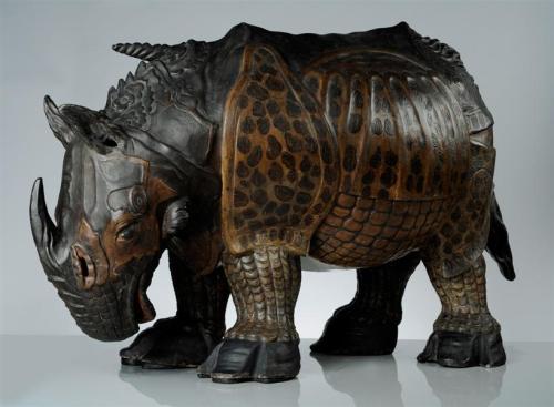 Johann Gottlieb Kirchner, Nashorn, 1731. Porcelain and oil paint. Meissen. Via skd.museum DresdenKir