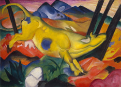 guggenheim-art: Yellow Cow by Franz Marc, 1911, Guggenheim MuseumSolomon R. Guggenheim Museum, New York Solomon R. Guggenheim Founding Collection  Medium: Oil on canvas 