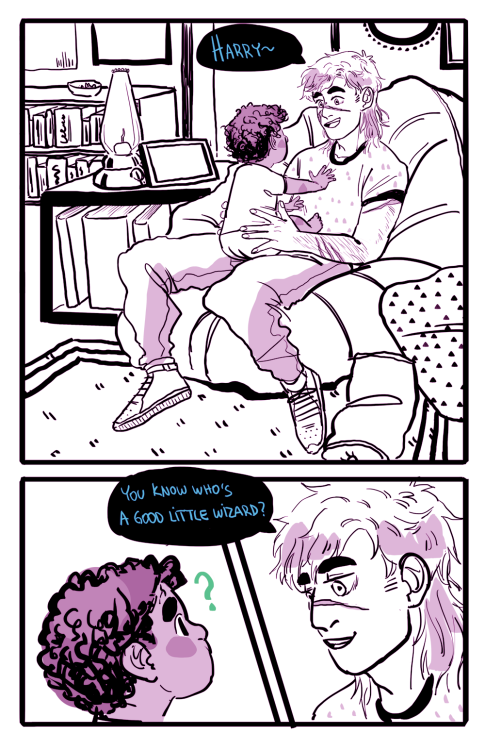 nekare:sillypeppers:more eighties wizard dog daddies! featuring harry’s first words!be strong 