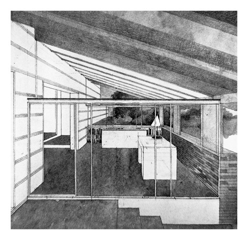 Project for a house that follows the same direction of the swimming pool (1982) by Lluís Clot