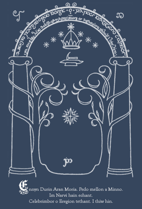 feanope:The Doors of Durin, Lord of Moria. Speak friend and enter. I Narvi made them. Celebrimbor of