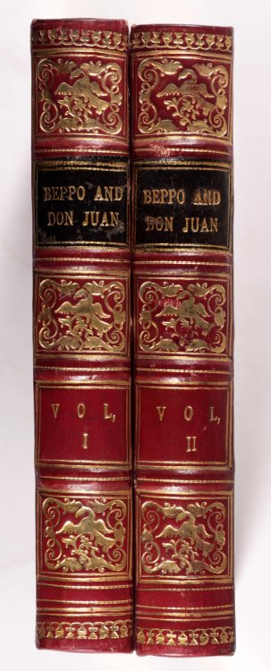 Lord Byron; Beppo and Don Juan; 1853 Attractive condition full red leather gilt bindings