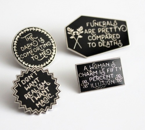 sosuperawesome:Literary Pins and KeychainThe Silver Spider on Etsy