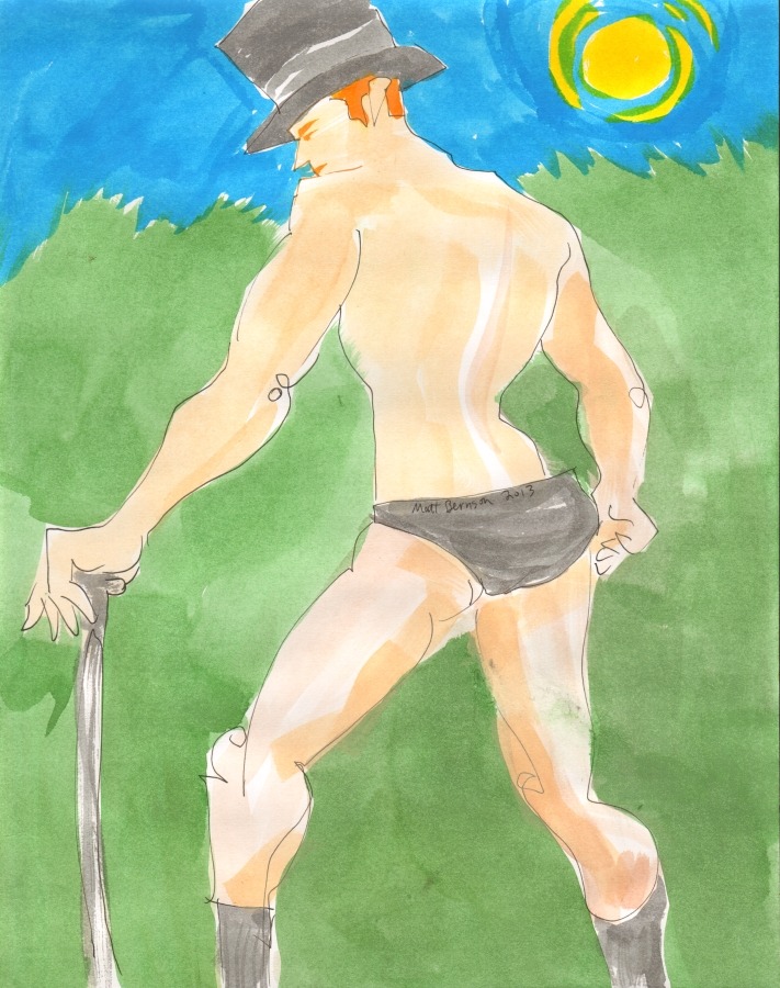 Drawings of Dale Stones done at Dr. Sketchy&rsquo;s Boston. Ink and watercolor