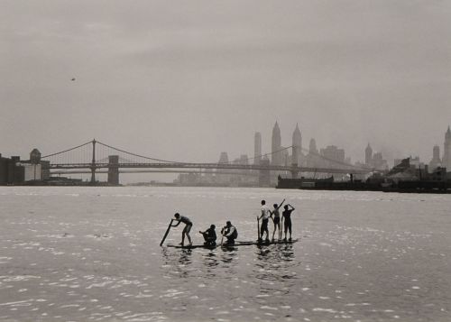 Jerry Dantzic.  East River Raft, Williamsburg, Brooklyn, 1958.  