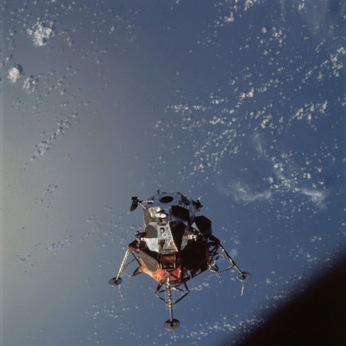 humanoidhistory:TODAY IN HISTORY: On March 7, 1969, the lunar module “Spider” in a landing configura