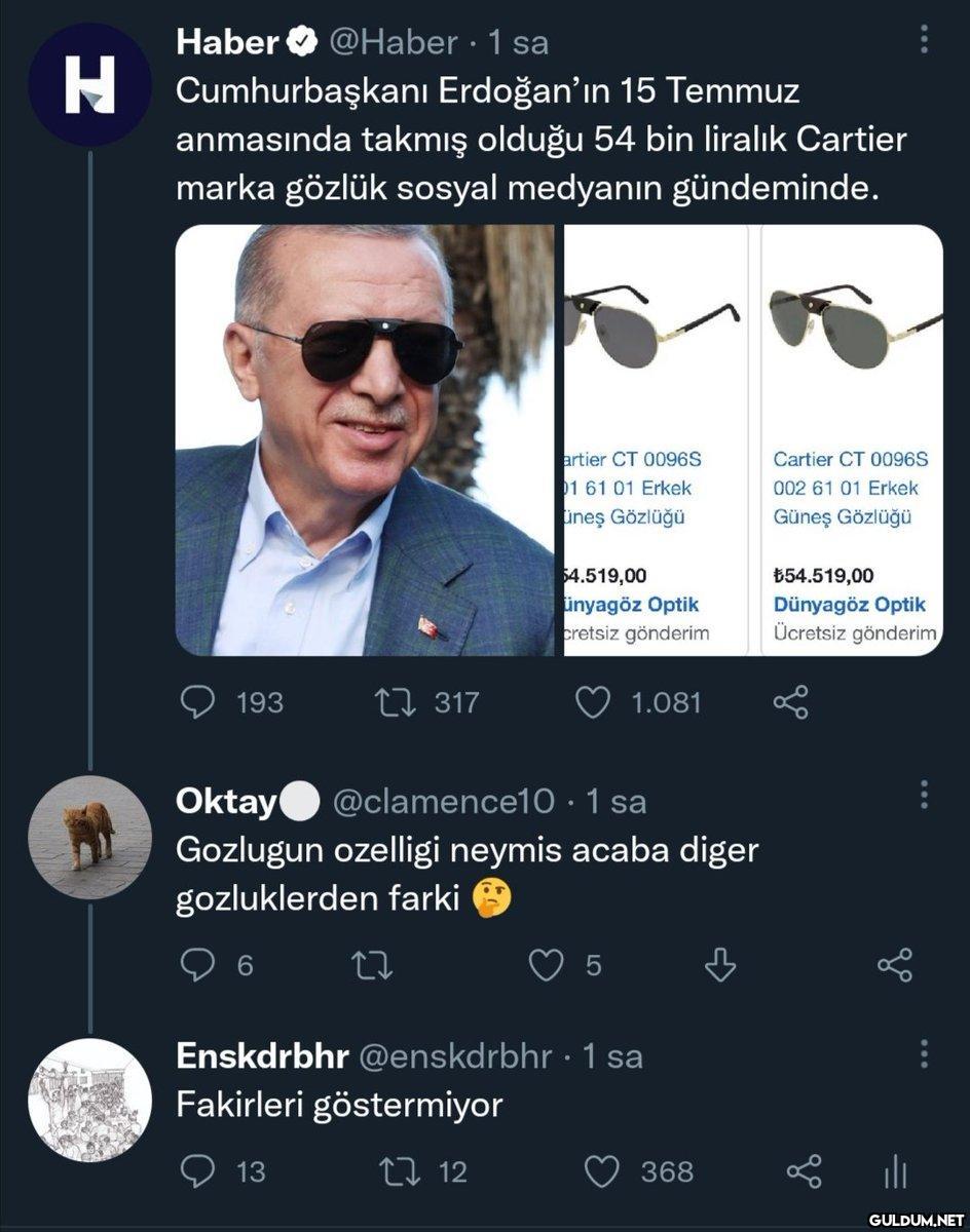 Decompose Emphasis Observe Haber @Haber 1 sa . HCumhurbaşkanı Erdoğan'ın 15 Temmuz anmasında takmış  olduğu 54 bin liralık Cartier marka gözlük sosyal... - Guldum.net - Caps  arama motoru