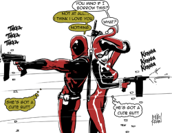 princess-fett:  princess-anakin:  paintmeanightmare:  acidsbeats:  helenaisis:  sex-bom-omb:  afineblasphemy:  I ship it.   He’d treat her better than the Joker.  Perfect    oh man, I really do love the Deadpool/Harley ship because he so would treat