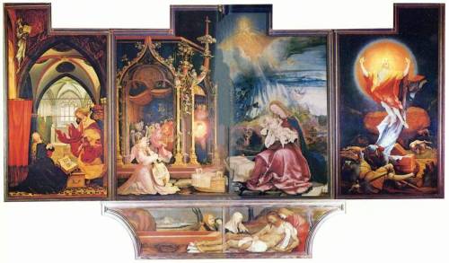 matthias-grunewald: The Annunciation; Virgin and Child with Angels; The Resurrection (Second view wi