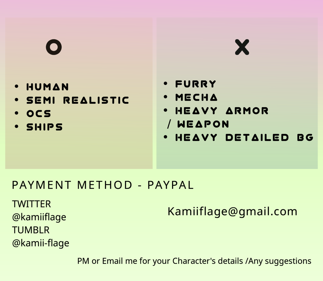 kamii-flage: Guys I’m opening art commission and they’re 8 slots each. (16 slots