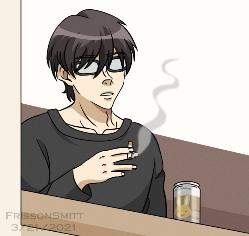 Really just wanted to redraw the Ben Affleck smoking picture but with Takano. I was going to add som