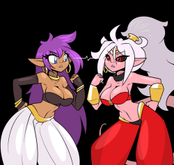 limebreaker:  Goddamn though, Majin 21 and Shantae have a lot of design elements in common.Shantae rocks 21′s getup better than 21 wears Shantae’s, tho.