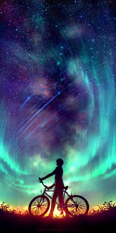 yuumei-art:A collection of my art featuring stars <3 I love astrophotography and shooting the mil