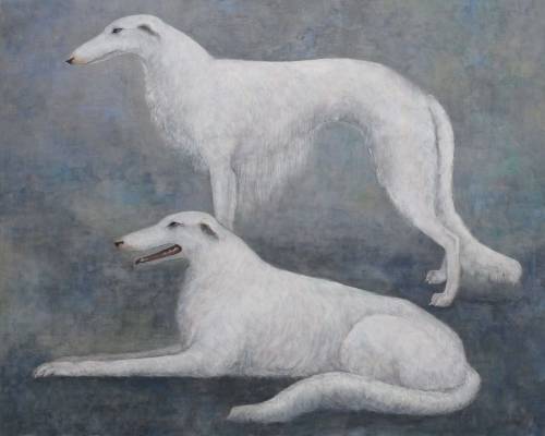 grayghostofthenorth:Two White Borzoi