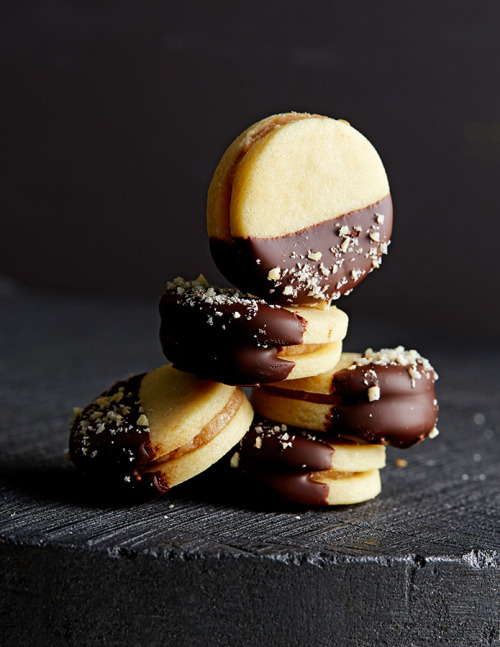 confectionerybliss:  Chestnut Cookie Sandwiches Dipped in Dark Chocolate | Kinfolk