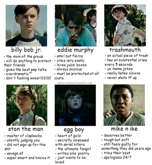 peterparkha: tag yourself meme, the losers’ club edition    ↳ icons by @babe-b8