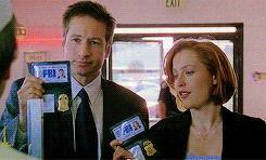 thexfilesgifs:  mulder & scully + fbi badges