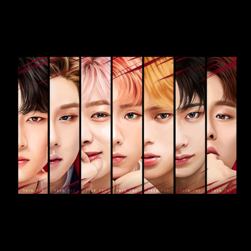 Monsta X OT7 I am going to print these strips as individual stickers for the Monsta X “We are here” 