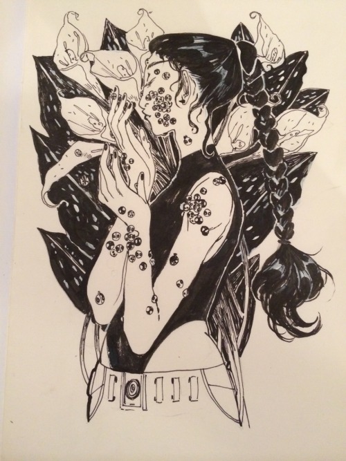 ofalldimensions:inktobers 26-28, ladybugs and marigold, (very large) lavender, and calla liliesI was