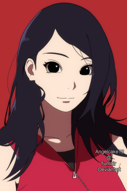 angelcake12: Older Sarada with long hair -With and without glasses