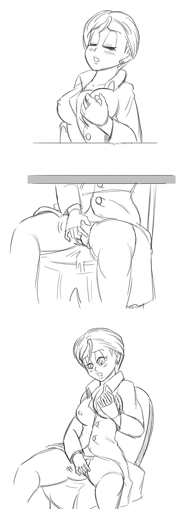   Anonymous said to funsexydragonball: Labcoat Bulma&rsquo;s so stressed. She