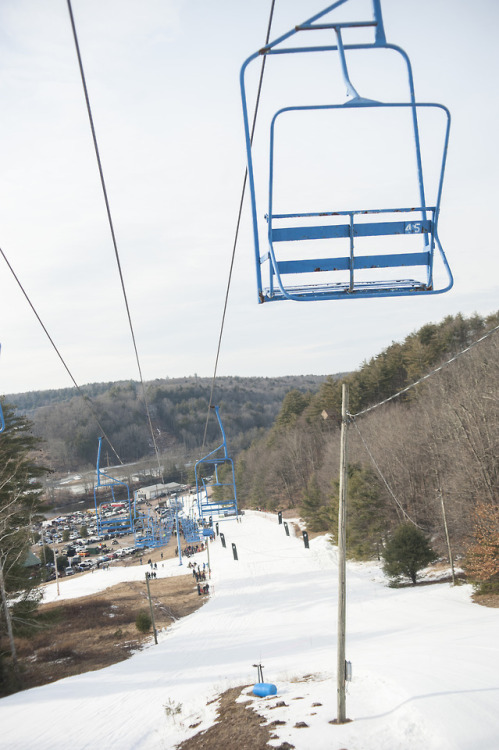 Old lift chairs above the races. Appalachian Moto Jam. 