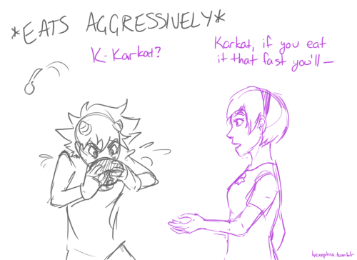 rosesollux:hexephra:rosesollux:I want Karkat to have never had any kind of frozen treat before and o