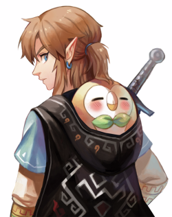 jumpydroid: “Link and Rowlet”by shrw_bn (source: twitter)(discussion: reddit) 