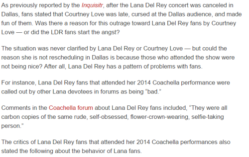 pinupgalore-lanadelrey:  pinupgalore-lanadelrey:  (x)I HIGHLY doubt she canceled the Dallas show because of fans but some of the fans at that show acted horribly.. pouring beer on people and fighting.. it’s just terrible. Some fans really need to check