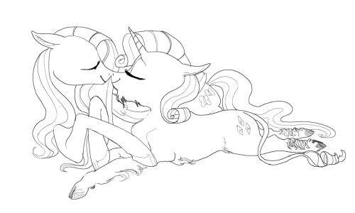 spectralunicorn:  A doodle celebrating 100 pages in the PPPP shipping thread  D'aww~ <3