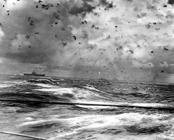 lex-for-lexington: USS Enterprise in action during the Battle of Santa Cruz Islands, 25-27 October 1942. LOOK AT THAT AMOUNT OF FLAK. 