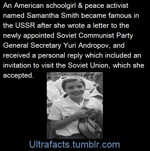 ultrafacts:  									Yuri Andropov’s reply:Dear Samantha, I received your letter,