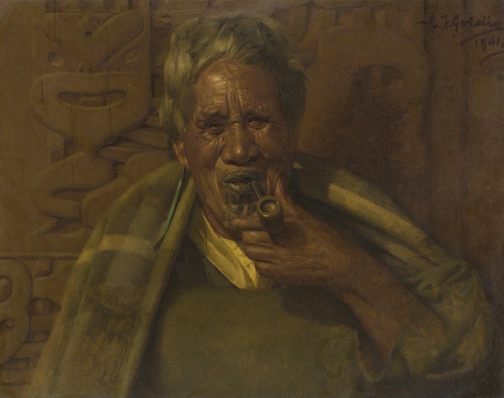 Charles Frederick Goldie (1870-1947) - Ka pai te kai paipa, portrait of Te Hei, a Maori chieftainess
Oil on canvas. Painted in 1941.
16 x 20 inches, 40.5 x 51 cm. Estimate: £50,000-80,000.
Sold Lyon & Turnbull, Edinburgh, 24 Nov 2016 for £203,000...