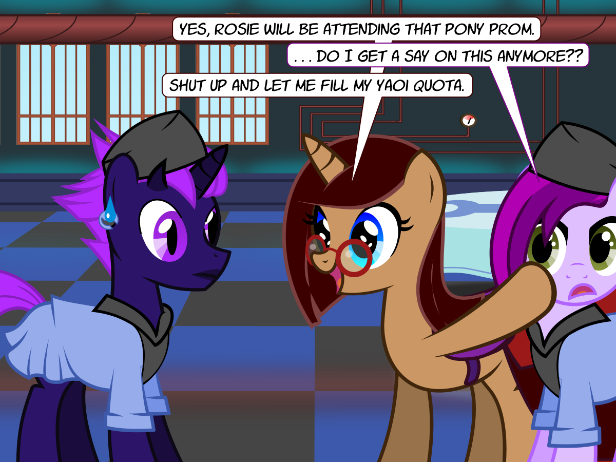 askthecookies:  Cocoa: Also behave, or I’ll make you wear the dress. Rosie: NO!