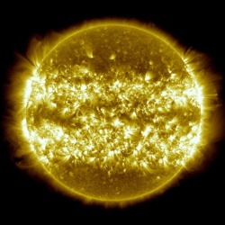 guardian:  A handout picture released by NASA’s Solar Dynamics Observatory shows a composite of 25 separate images of the sun spanning the period of April 16, 2012, to April 15, 2013 to create a snapshot of the most active zones on the sun’s surface.