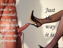 submissivegent:  bitchoboi:  Yes I agree ….Catch me if You can ;) x.  That is a sure way to control a man. The route to his mind is through his penis.  I agree Madam&hellip;.