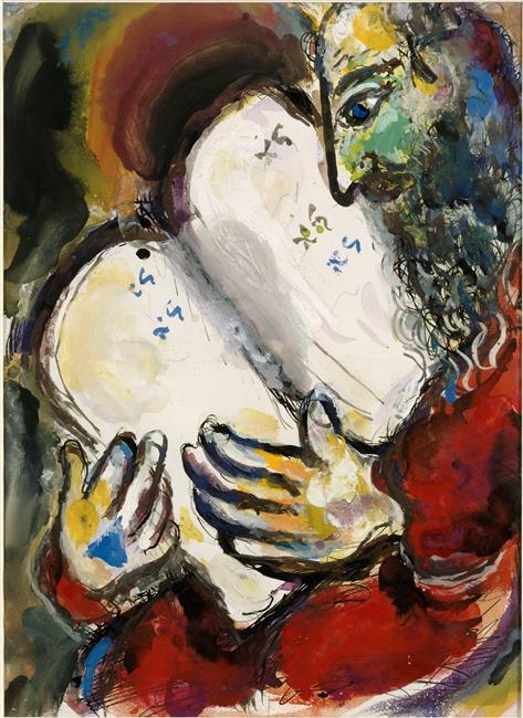 artist-chagall:Ten Commandments, 1966, Marc ChagallSize: 31.6x26 cmMedium: lithography on paper