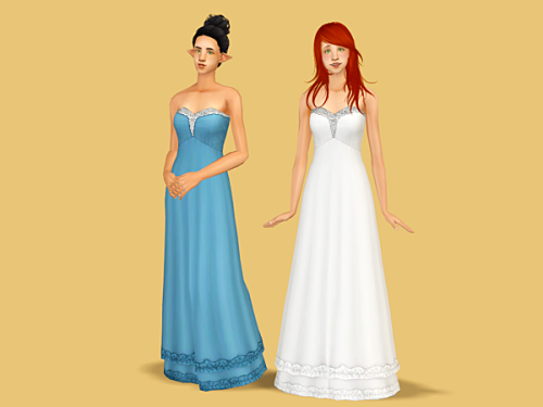 deedee-sims: Double Layered GownMore wedding dresses, haha! This is a longified version of Cleos&rsq