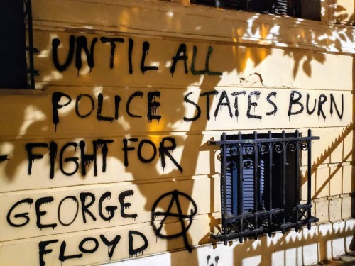 &ldquo;Until all police states burn, fight for George Floyd&quot; Graffiti in Exarchia, Athens, refe