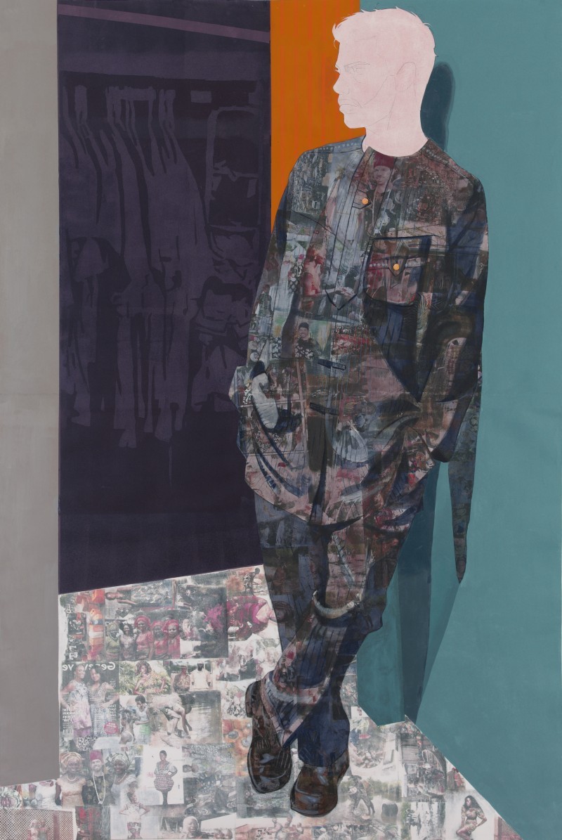 houndeye:  Njideka Akunyili Nkem - 2012    Acrylic and xerox transfers on paper