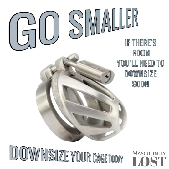 masculinitylost: Damn! I wasn’t happy being locked in the Small model. If my keyholder discovers that BON4M now manufacture the Micro, I’ll really be in trouble!Follow my original chastity captions at:https://originalchastitycaptions.tumblr.com/New