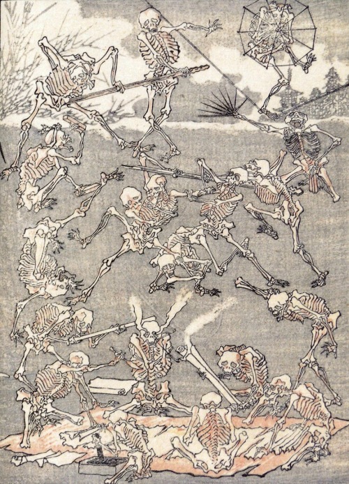 deathandmysticism:Kawanabe Kyōsai, Skeletons, 1881